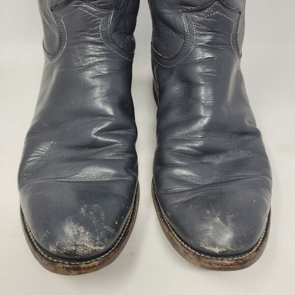 Justin Boots Mens 9D Gray Leather Roper Western Cowboy 3025 VTG USA - Picture 6 of 10